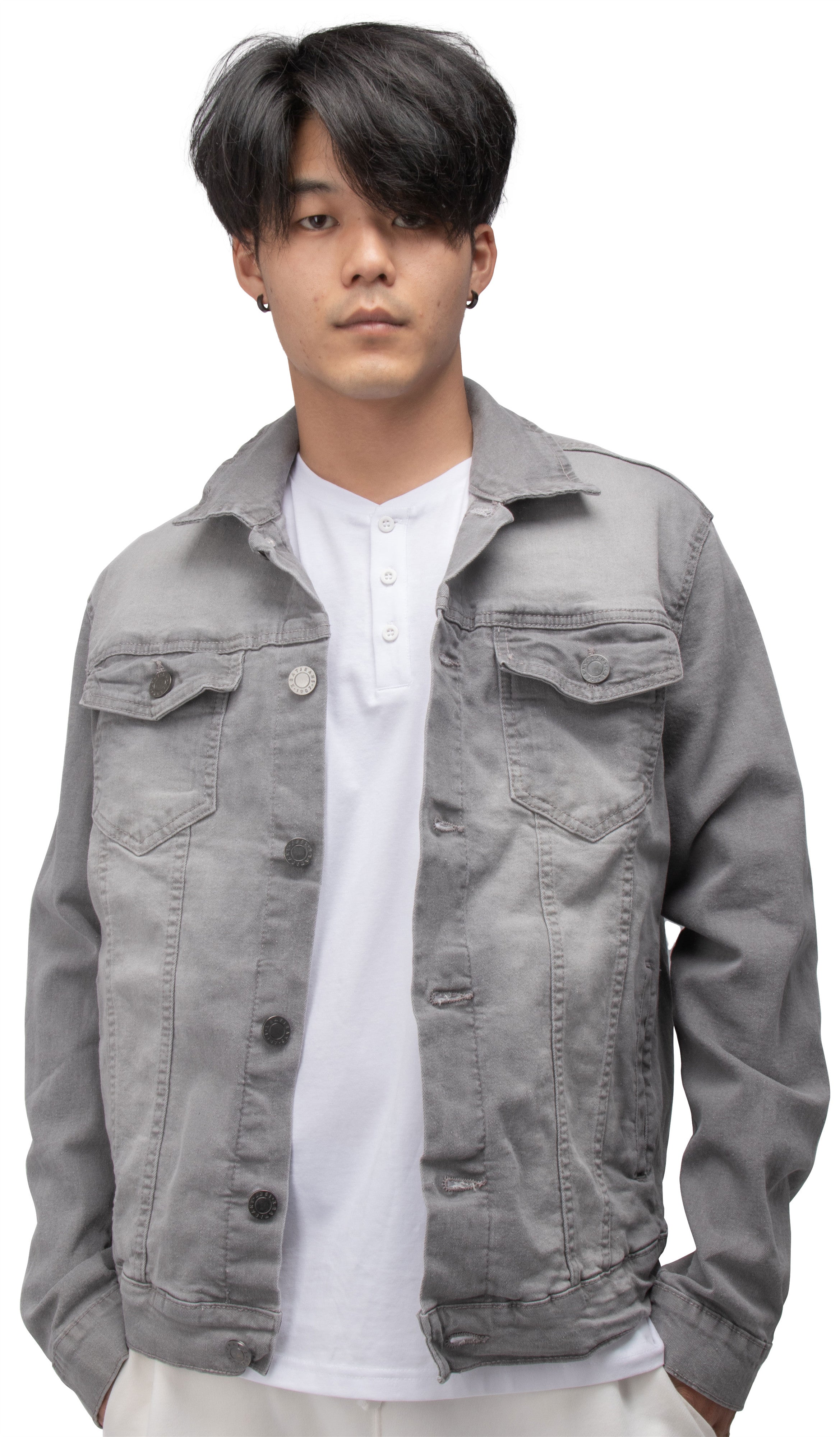 Buy HERE&NOW Men Grey Solid Denim Jacket - Jackets for Men 14275410 | Myntra
